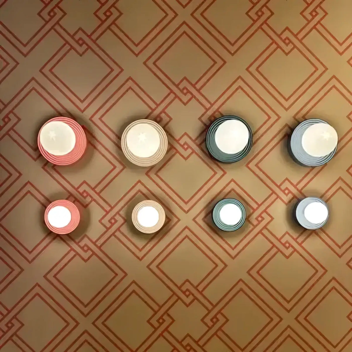 Applique murale en céramique striée et globe opale, IP44