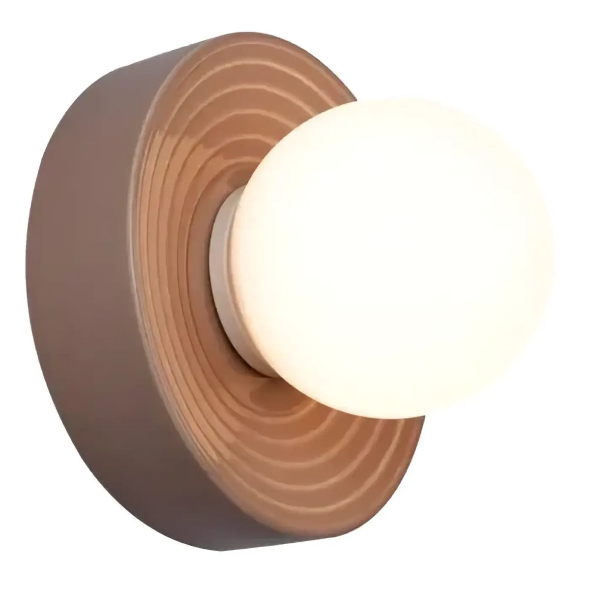 Applique murale en céramique striée et globe opale, IP44, marron