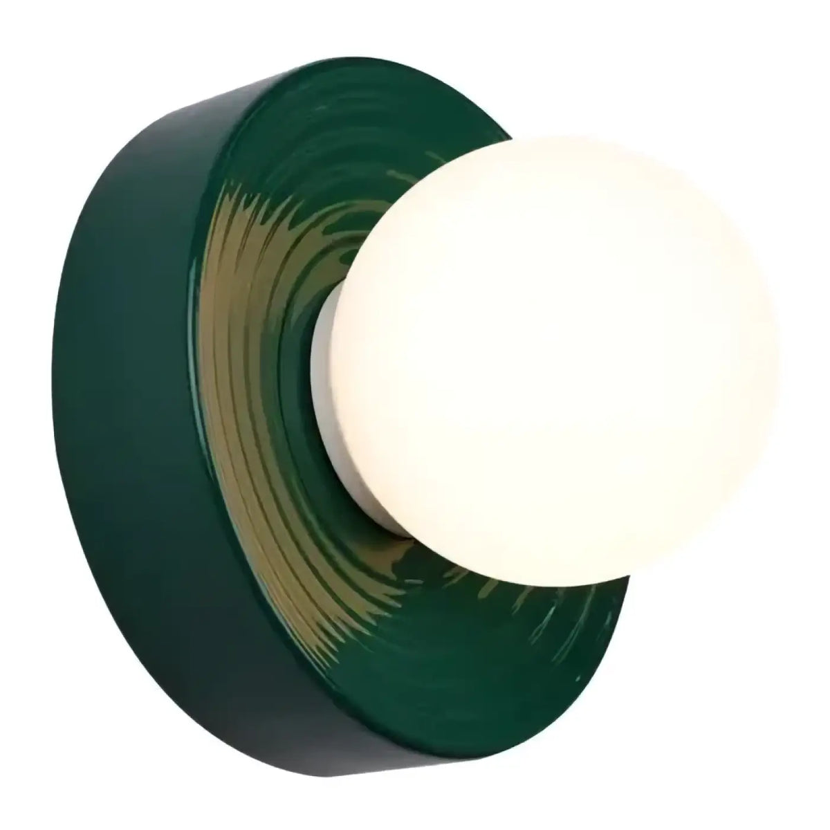 Applique murale en céramique striée et globe opale, IP44, vert