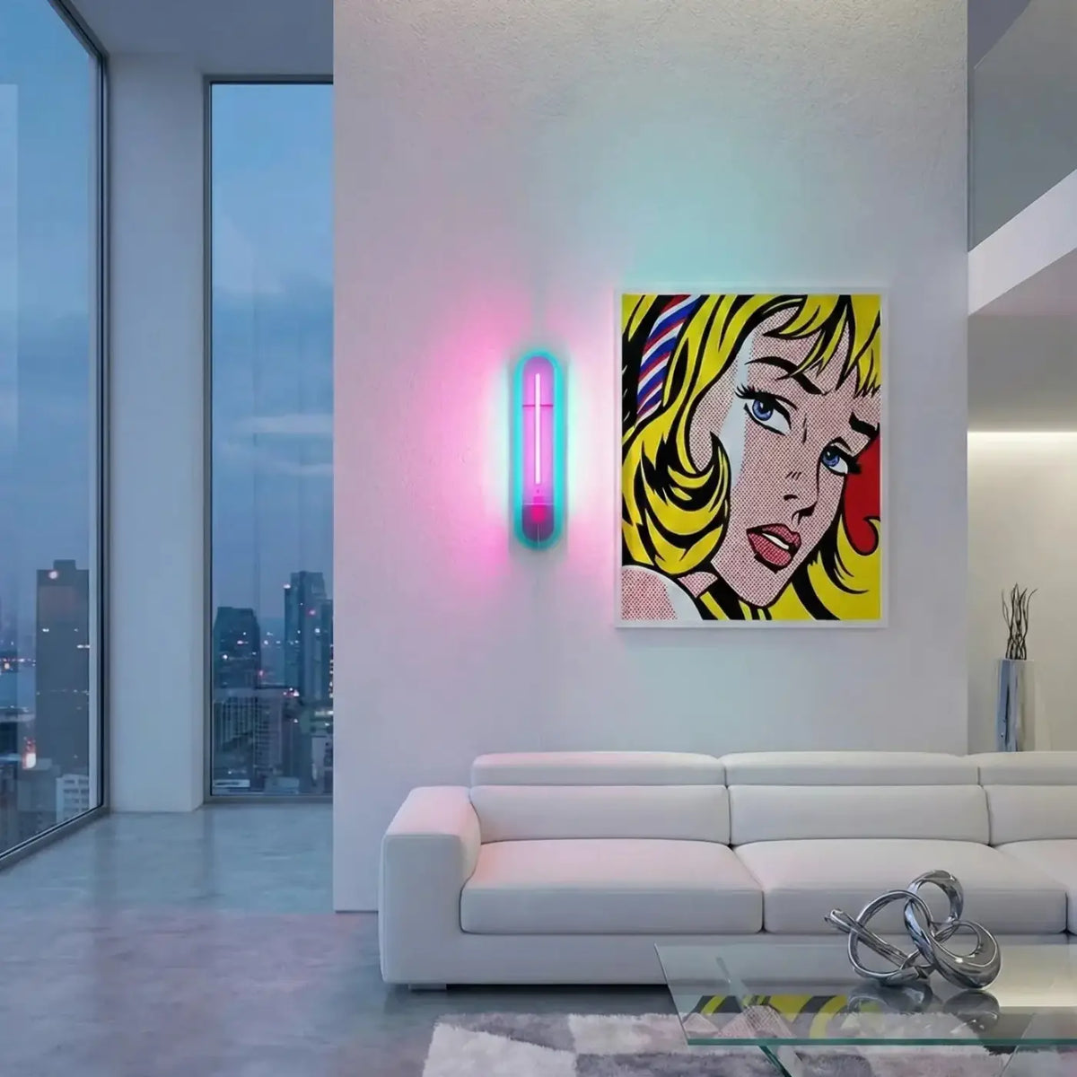 Applique murale pop en acrylique bicolore, ampoule LED fournie