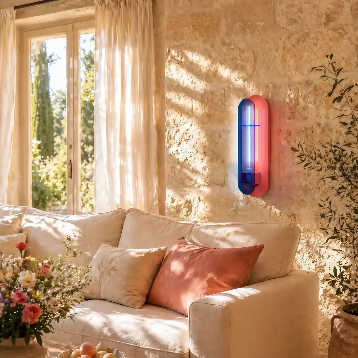 Applique murale pop en acrylique bicolore, ampoule LED fournie