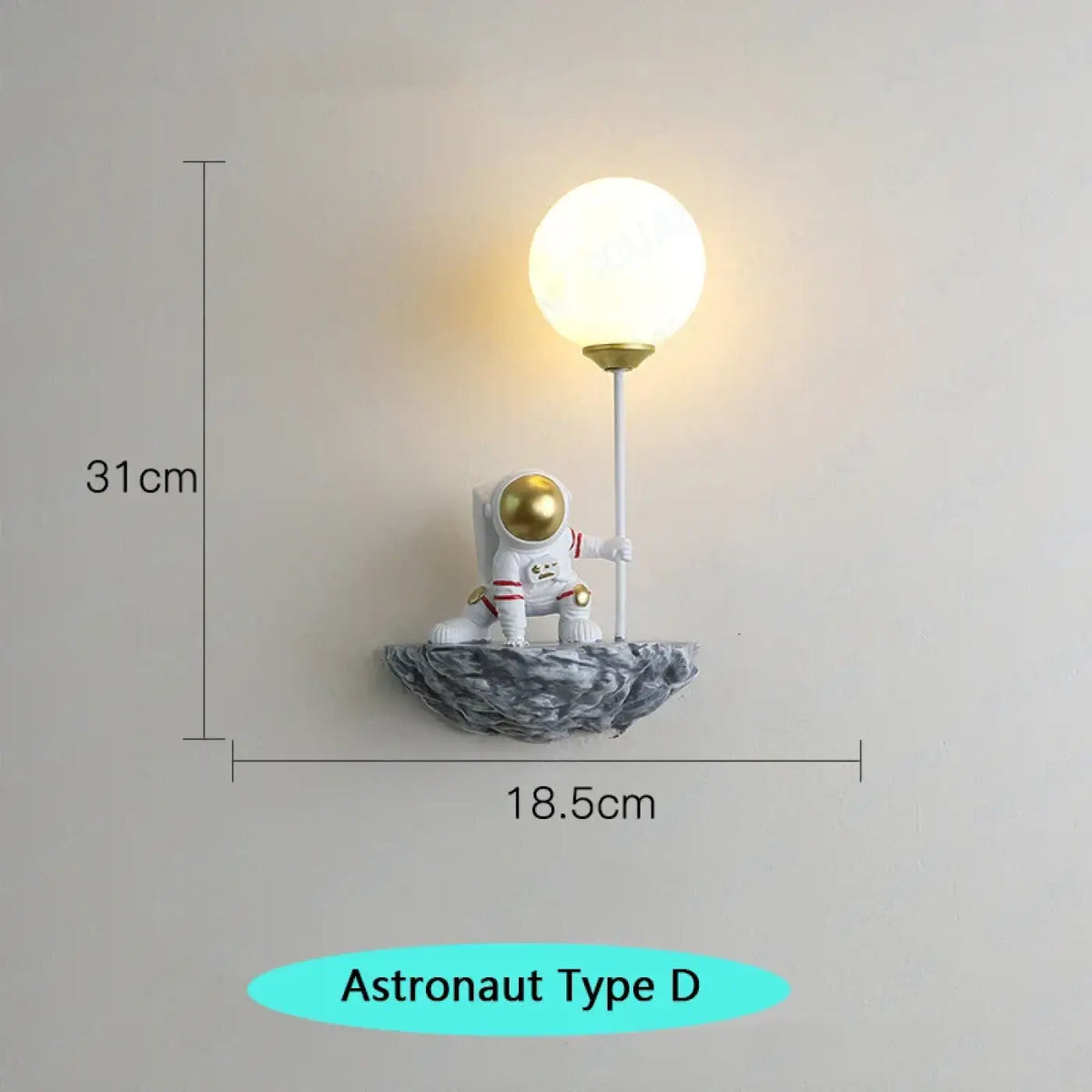 Applique murale astronaute avec sphère lumineuse, 4 modèles