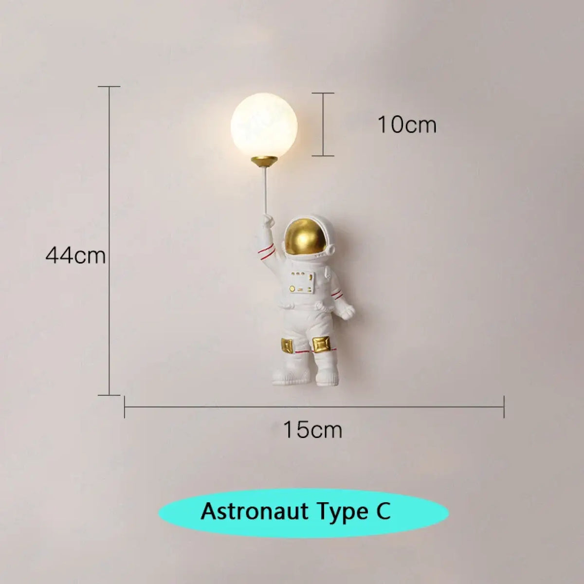 Applique murale astronaute avec sphère lumineuse, 4 modèles