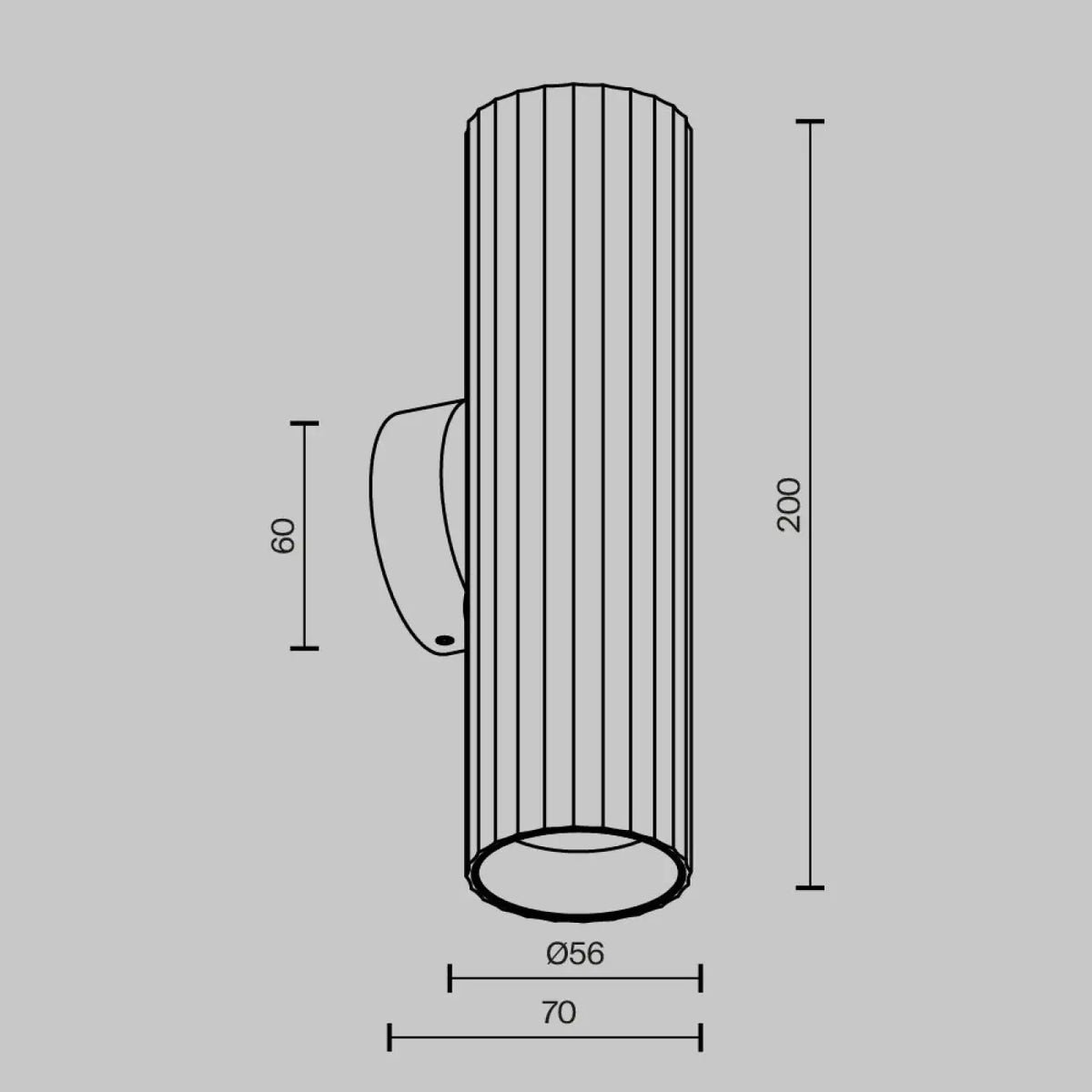 Applique cylindre cannelé double faisceau, aluminium, GU10