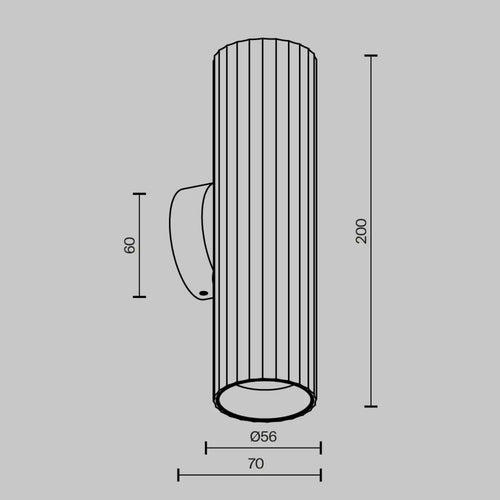 Applique cylindre cannelé double faisceau, aluminium, GU10