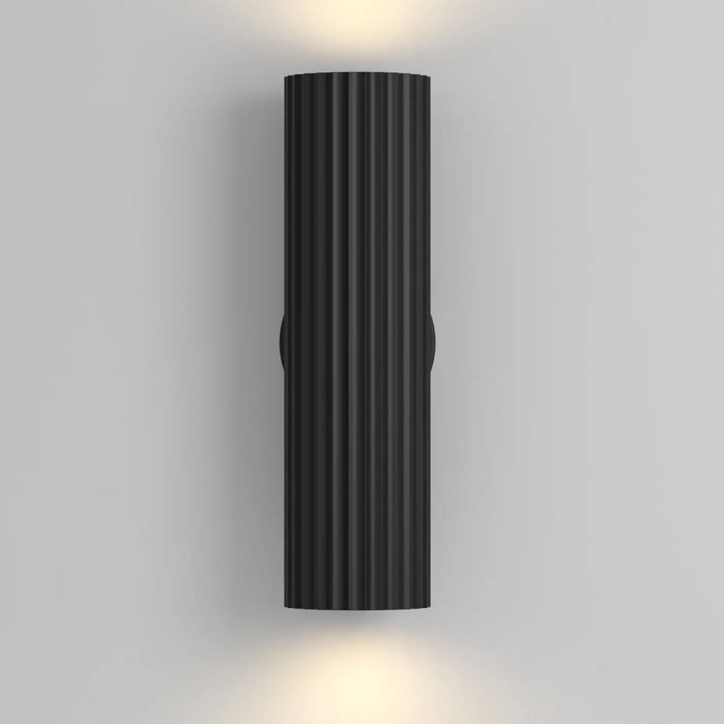 Applique cylindre cannelé double faisceau, aluminium, GU10, noir