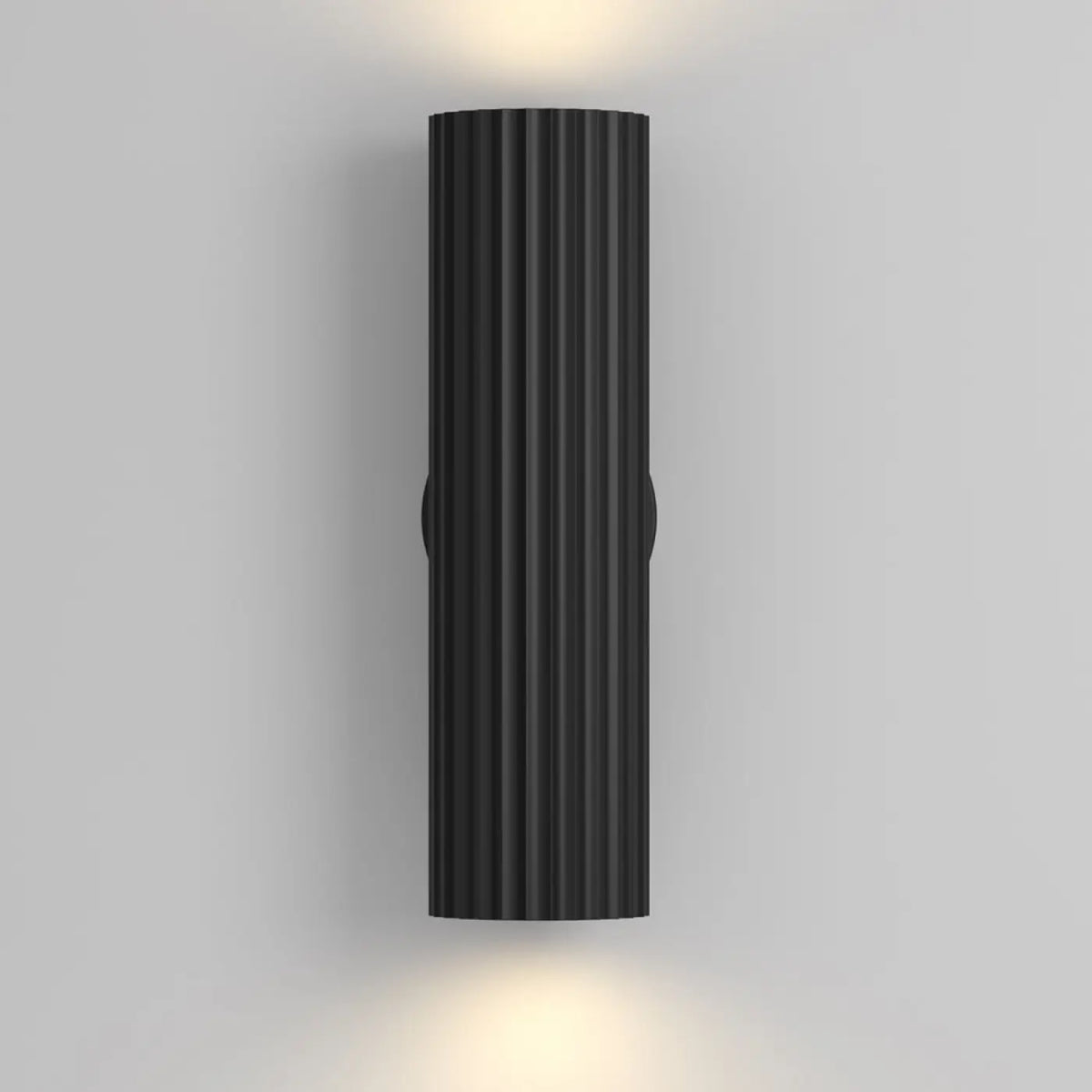 Applique cylindre cannelé double faisceau, aluminium, GU10, noir