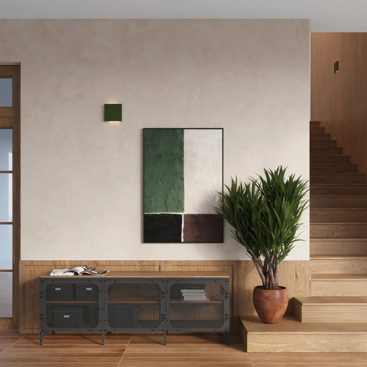 Applique murale carrée extra plate en acier, double faisceau