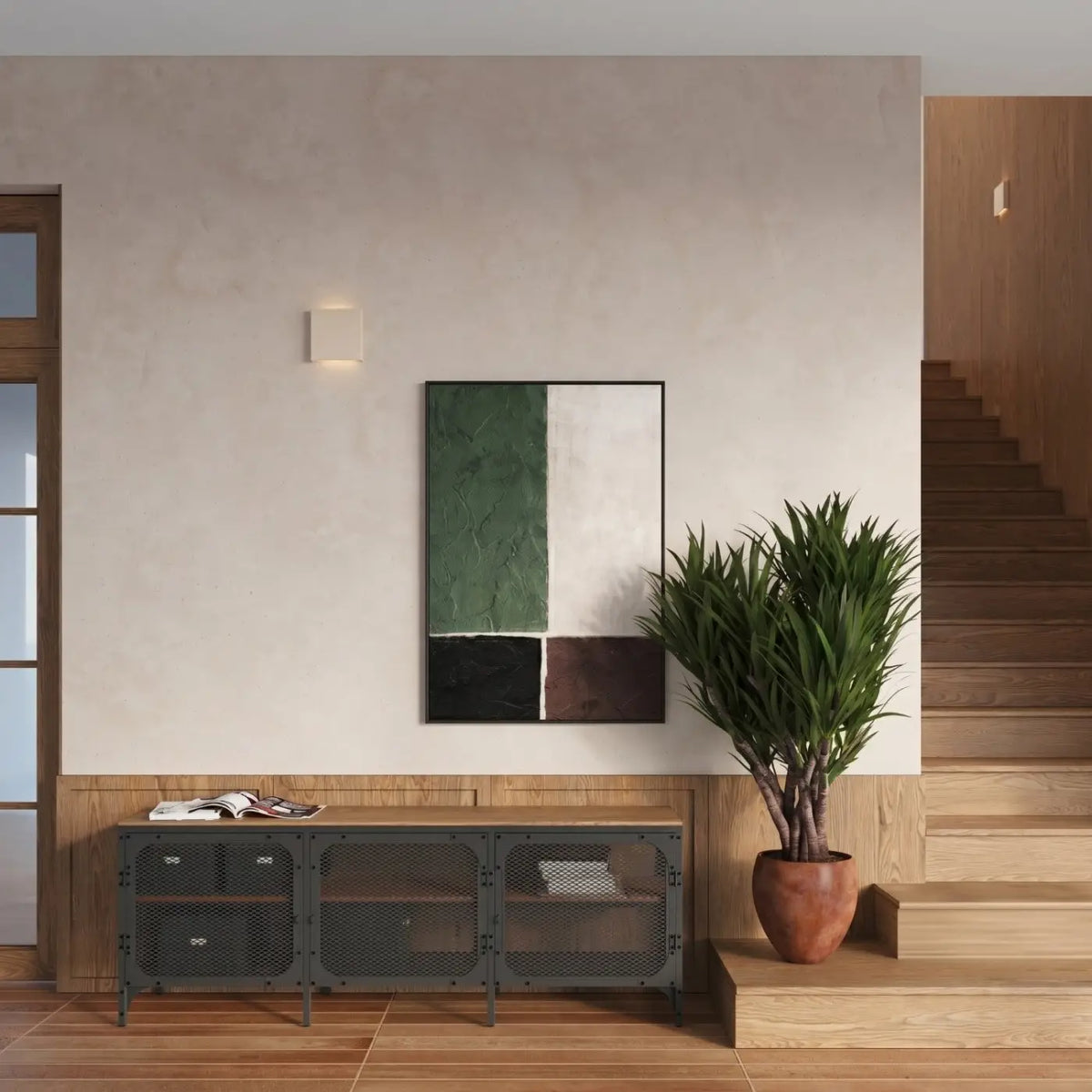 Applique murale carrée extra plate en acier, double faisceau