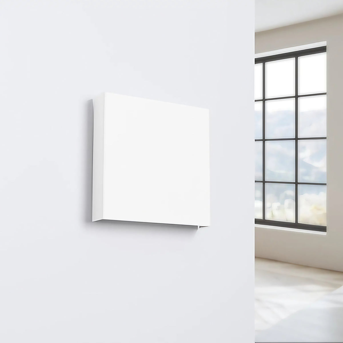 Applique murale carrée extra plate en acier, double faisceau, blanc