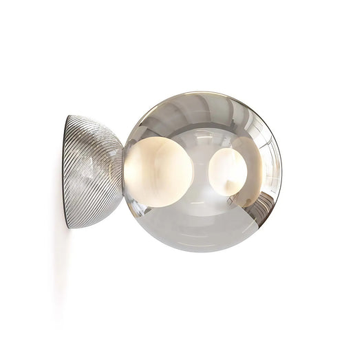 Applique globe en verre miroir à sphère cachée, G9 fournie, argenté
