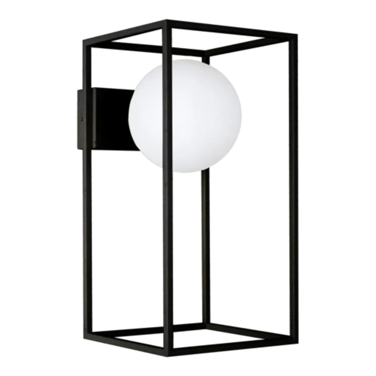 Applique à globe en verre et cadre en relief, IP44, culot G9, noir/blanc