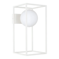 Applique à globe en verre et cadre en relief, IP44, culot G9, blanc