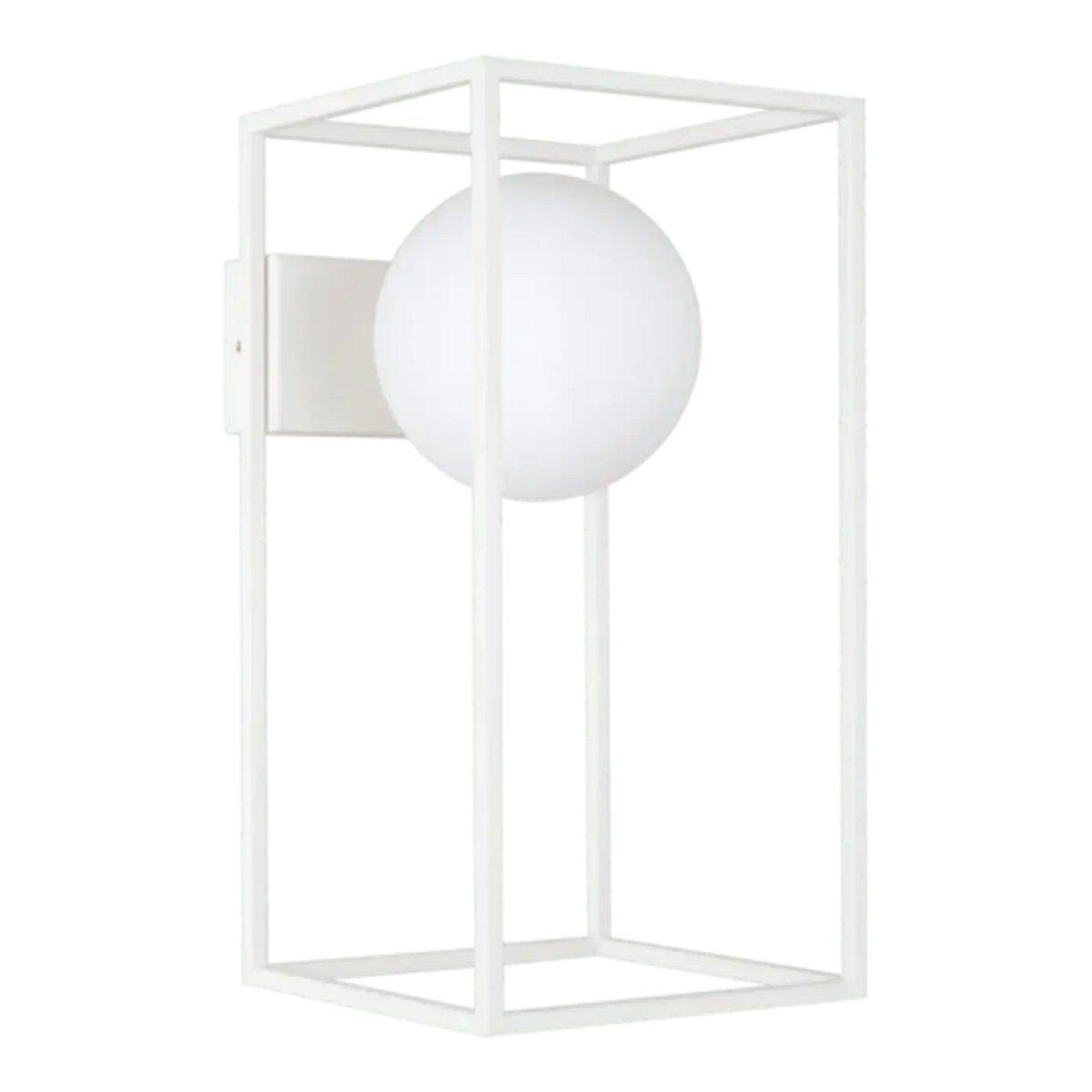 Applique à globe en verre et cadre en relief, IP44, culot G9, blanc