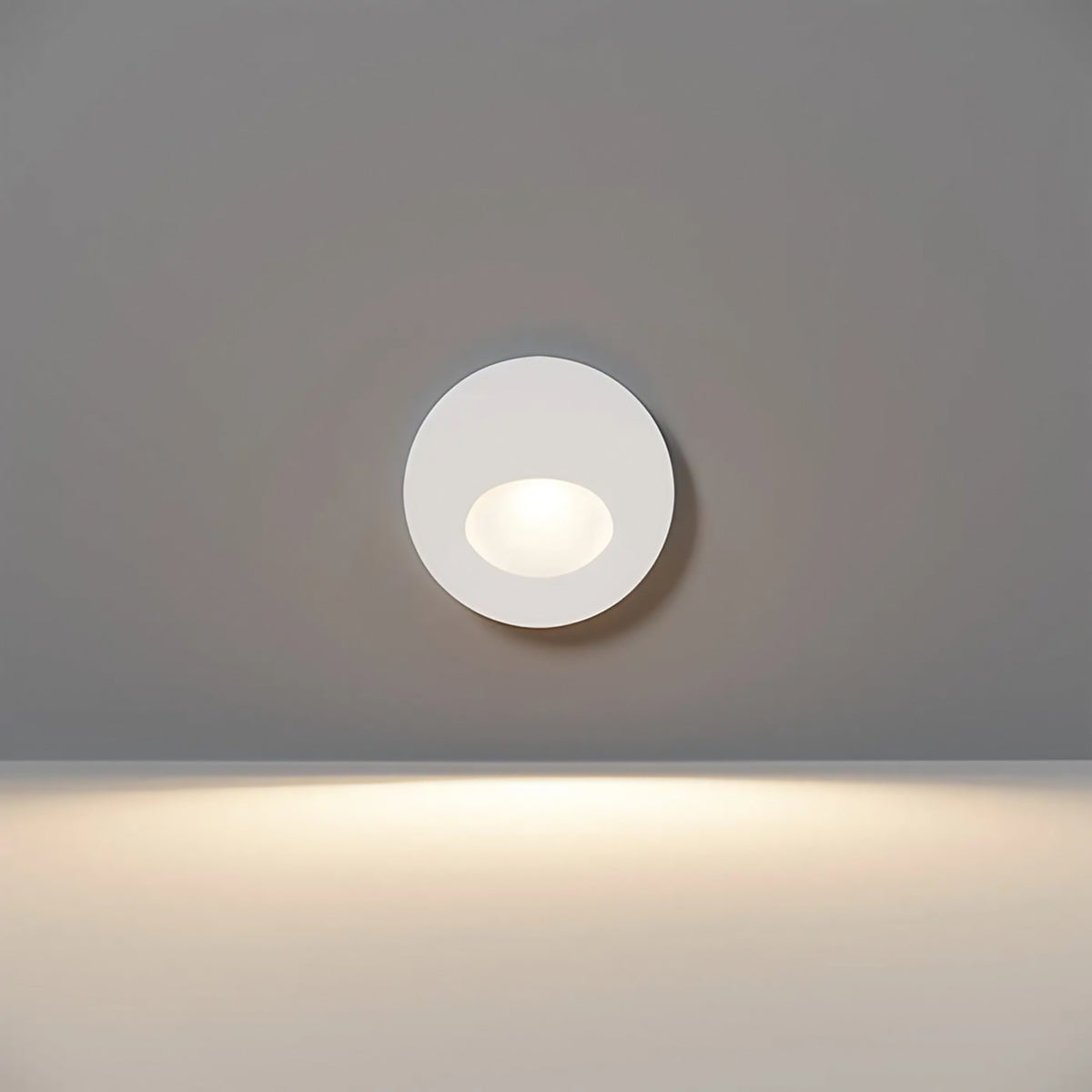 Applique encastrable LED ronde à visière pour escalier, IP54, blanc