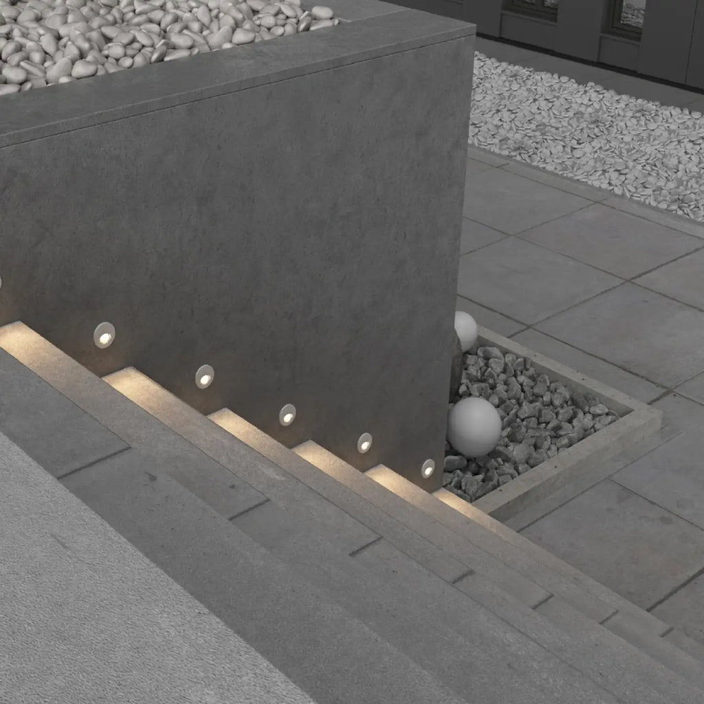 Applique encastrable LED ronde à visière pour escalier, IP54