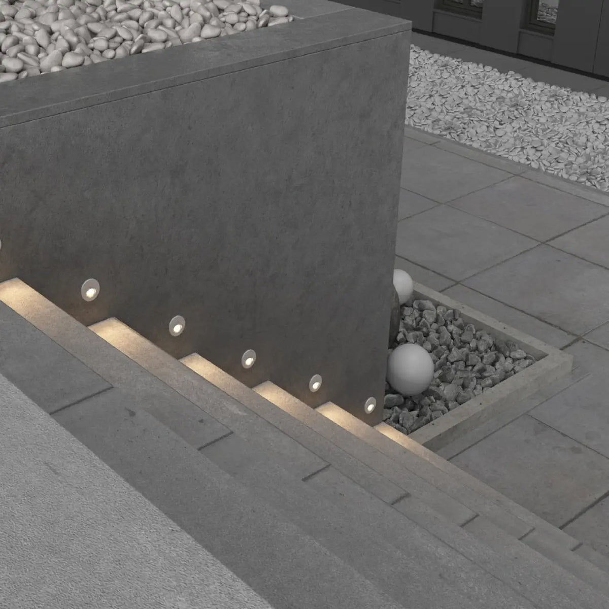 Applique encastrable LED ronde à visière pour escalier, IP54