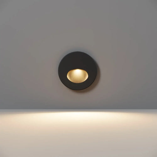 Applique encastrable LED ronde à visière pour escalier, IP54, noir
