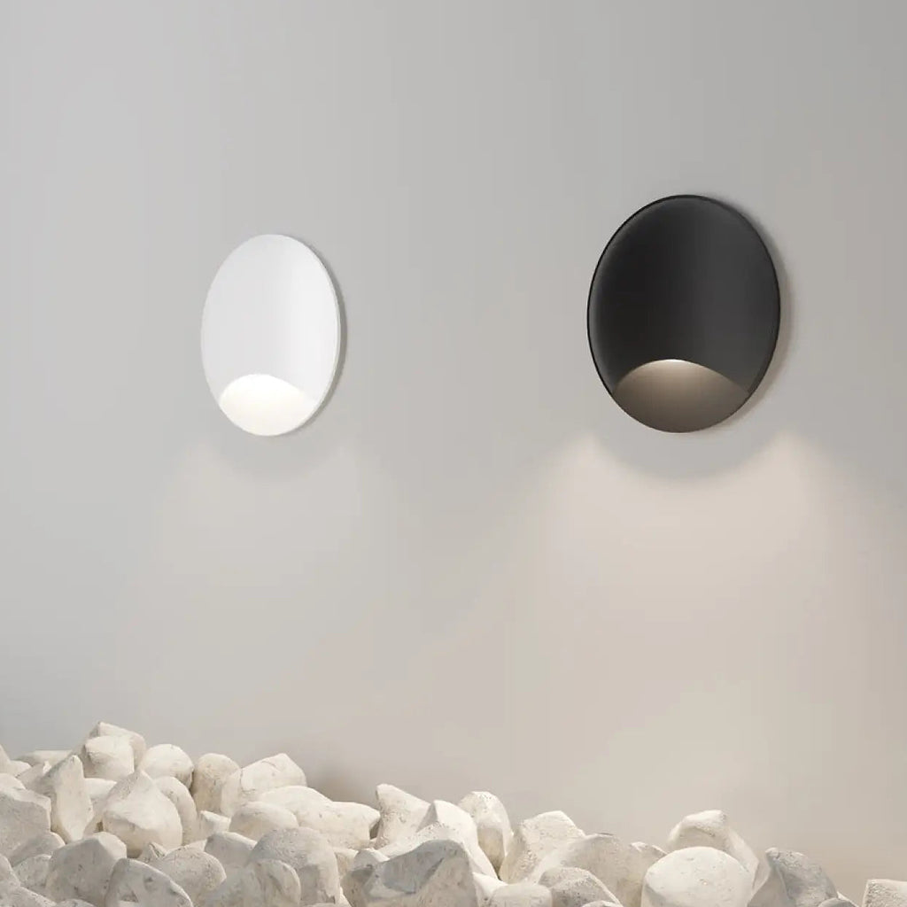 Applique encastrée LED extérieure ronde, IP65, noir ou blanc