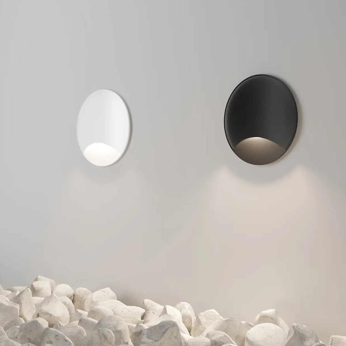 Applique encastrée LED extérieure ronde, IP65, noir ou blanc