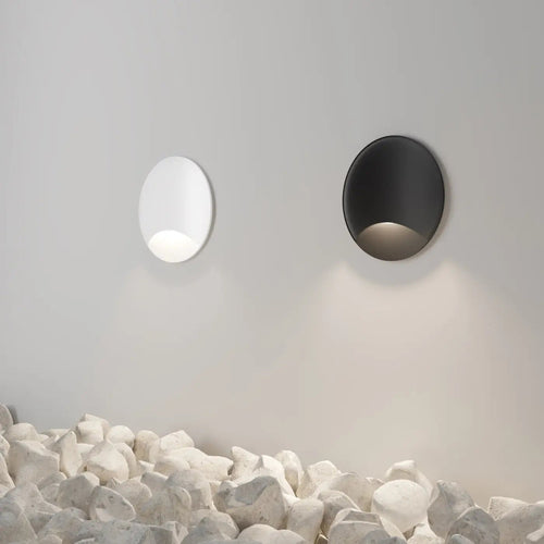 Applique encastrée LED extérieure ronde, IP65, noir ou blanc