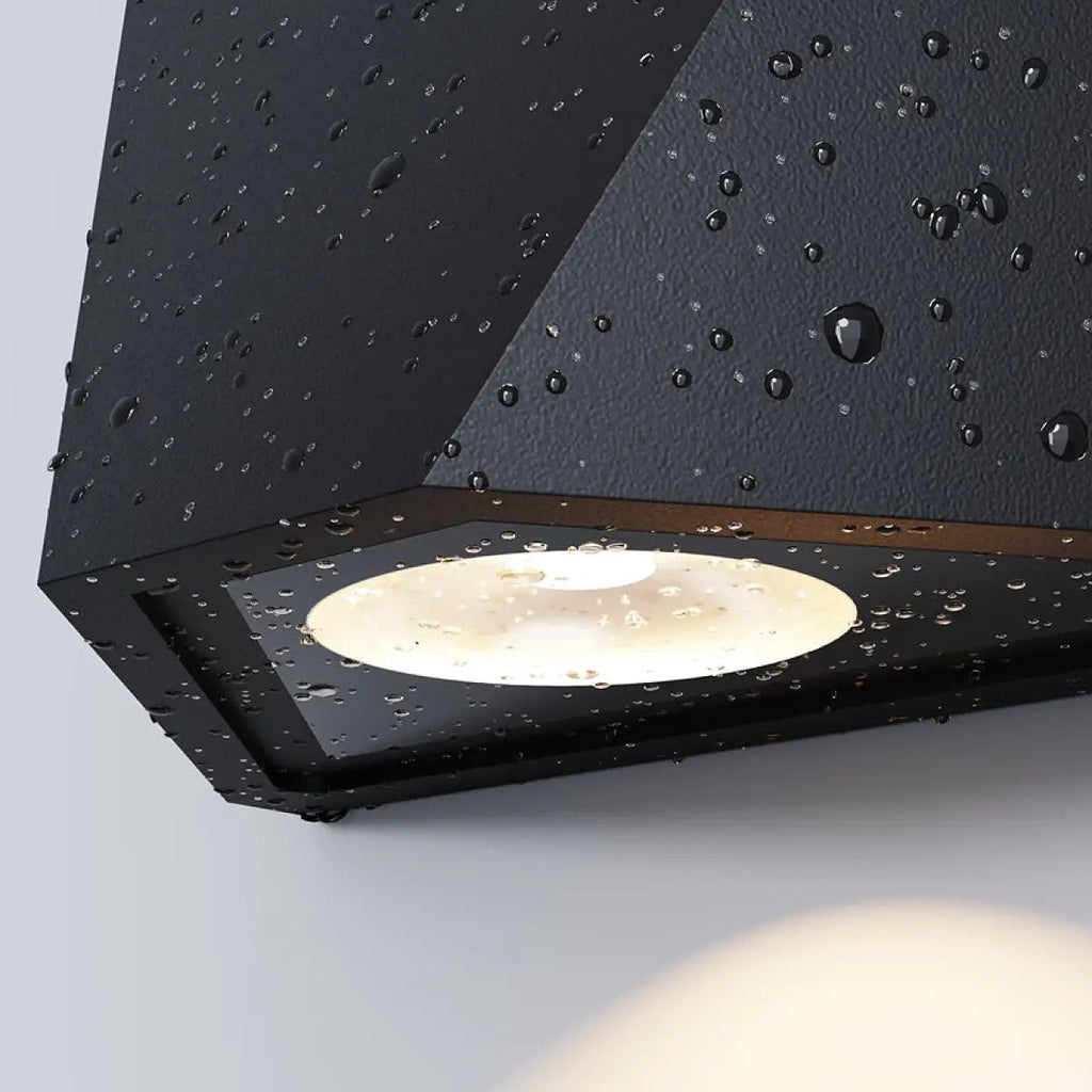 Applique extérieure LED à facettes en aluminium noir, IP54