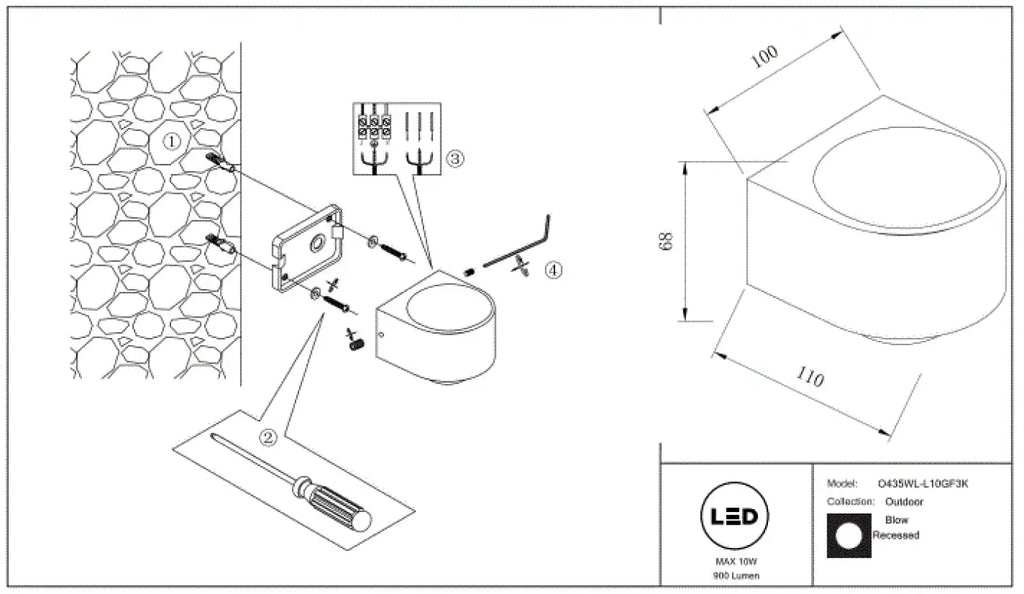 Applique extérieure LED double faisceau haut et bas, graphite