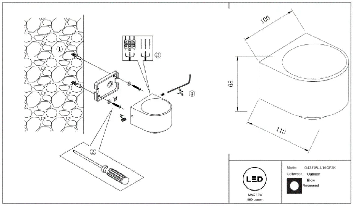 Applique extérieure LED double faisceau haut et bas, graphite