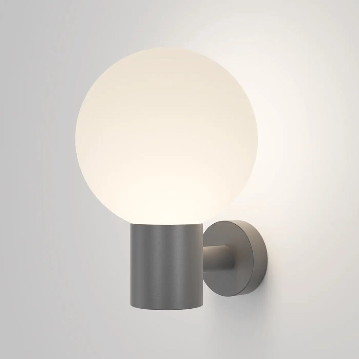 Applique extérieure boule opale, IP54, culot E27, gris