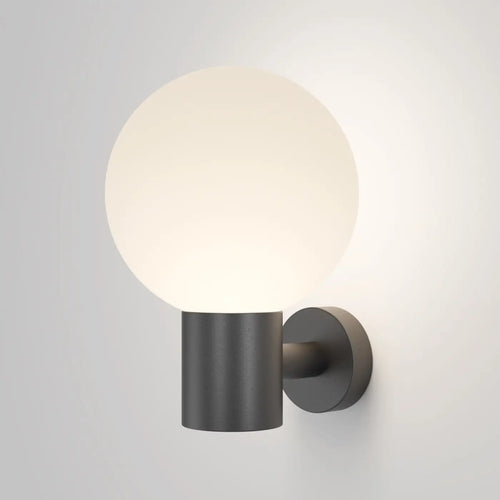 Applique extérieure boule opale, IP54, culot E27, noir