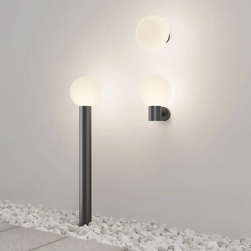 Applique extérieure globe opale sur bras en métal, IP54