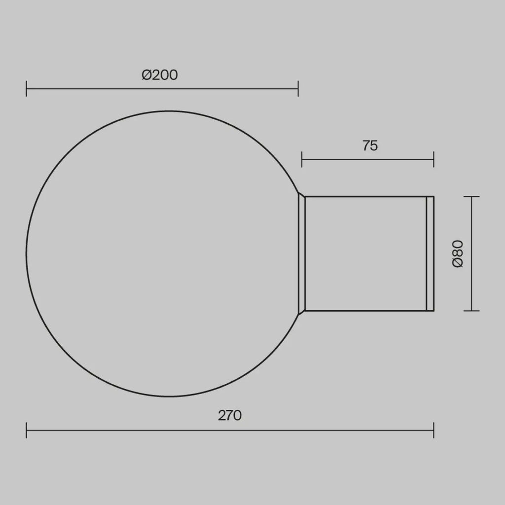 Applique extérieure globe opale sur bras en métal, IP54