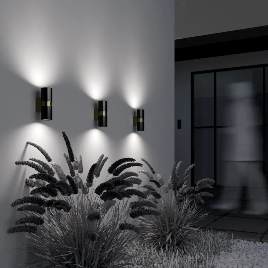 Applique extérieure double cylindre GU10, haut et bas, noir ou doré