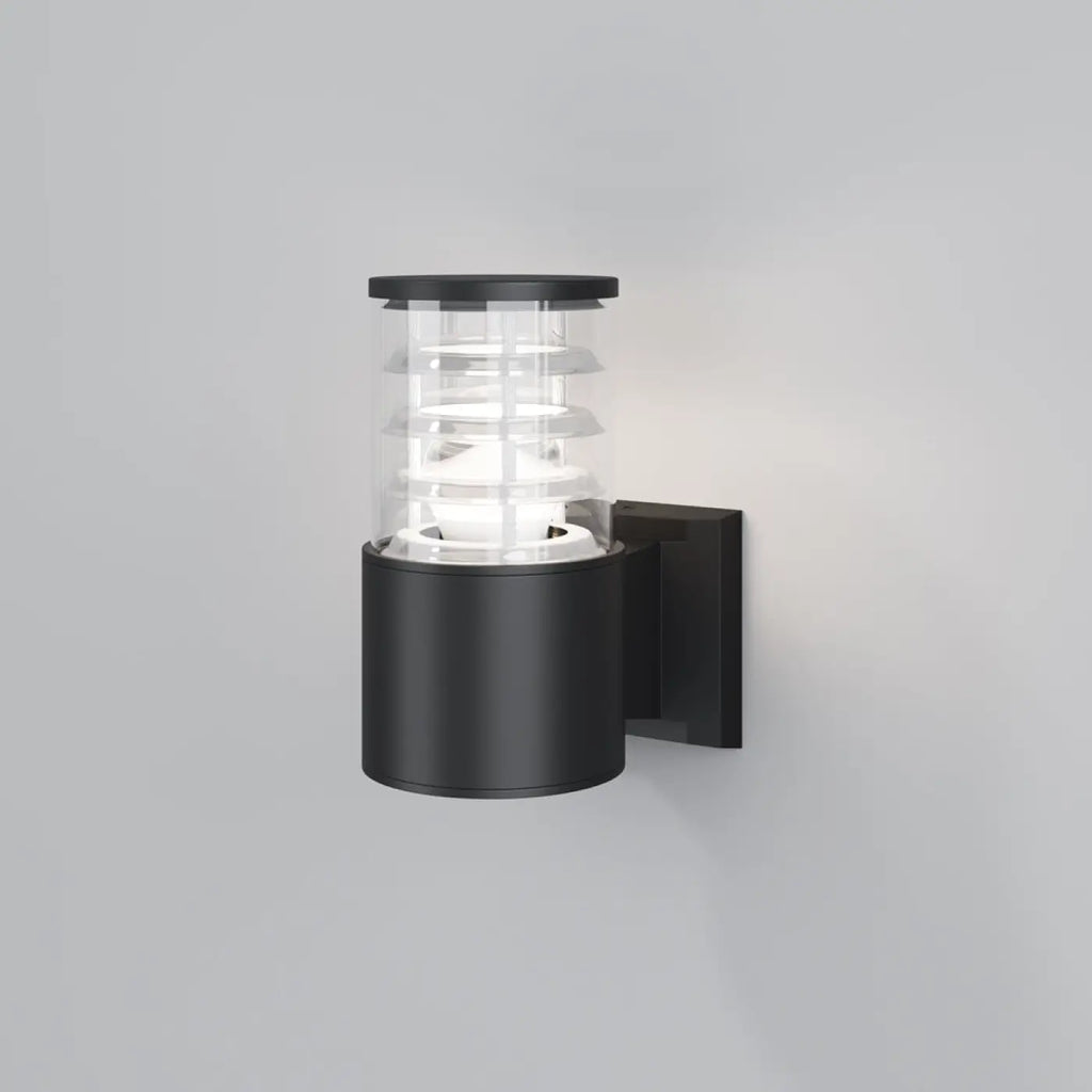 Applique extérieure en verre transparent et métal noir, IP54