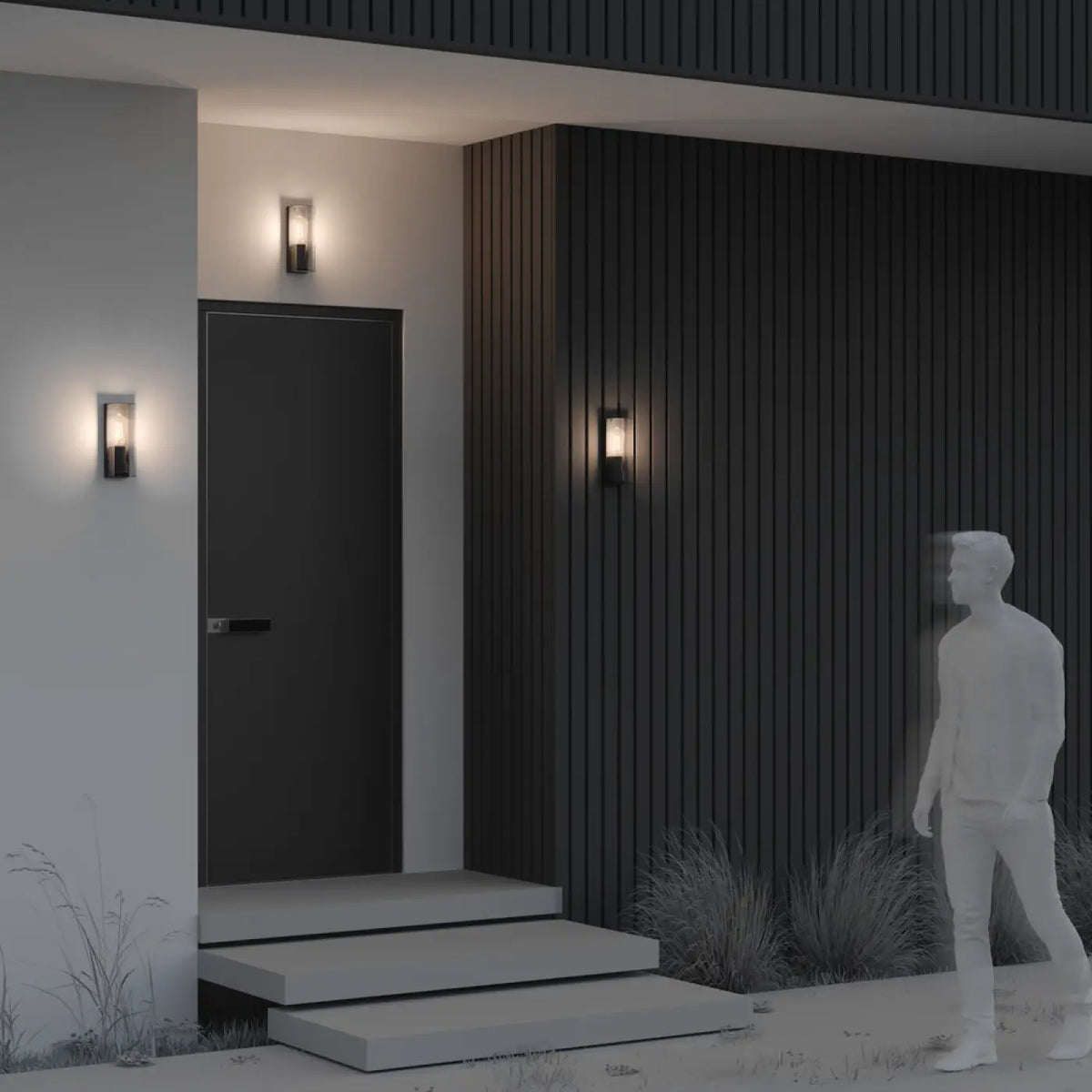 Applique extérieure carrée style loft, aluminium graphite, IP65
