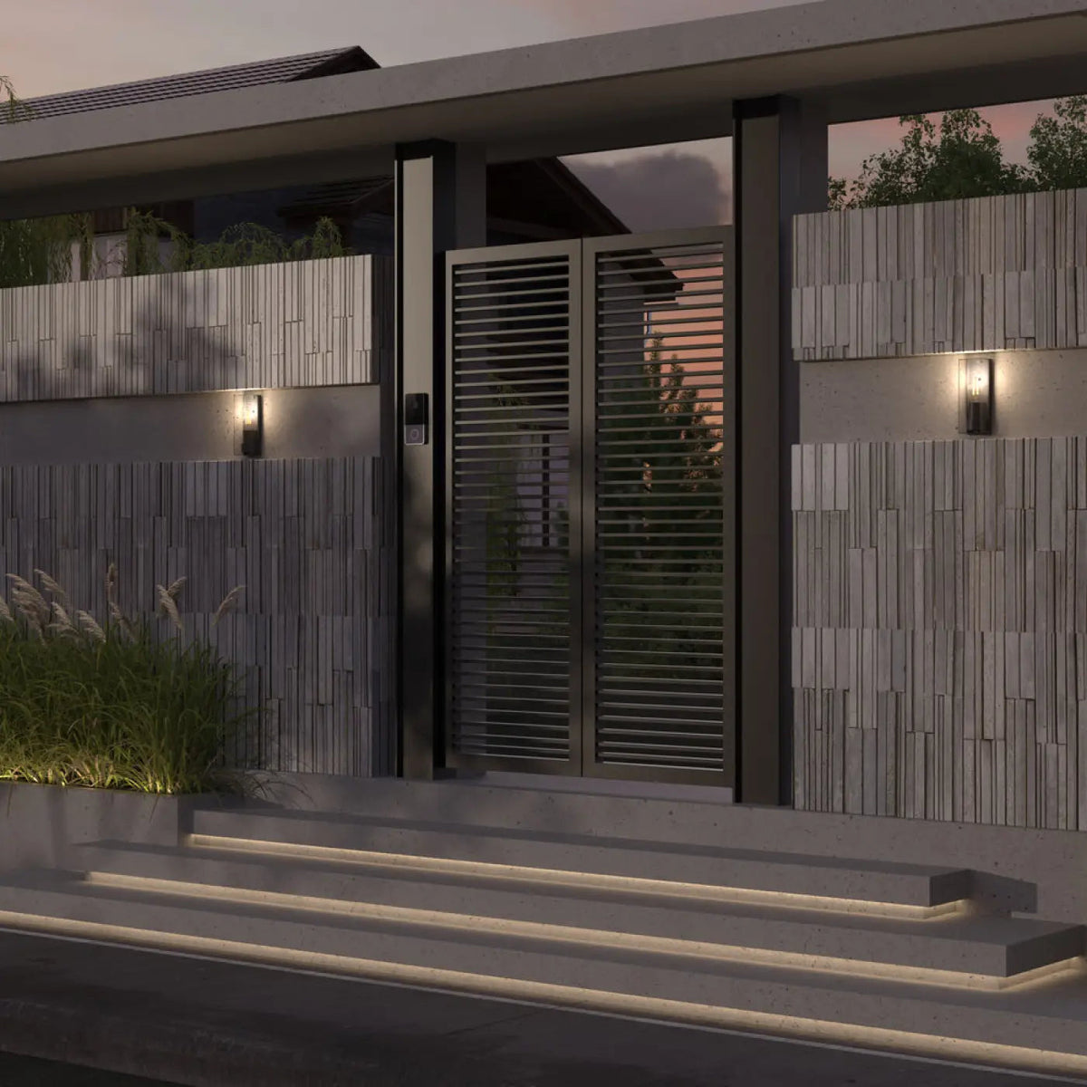 Applique extérieure carrée style loft, aluminium graphite, IP65