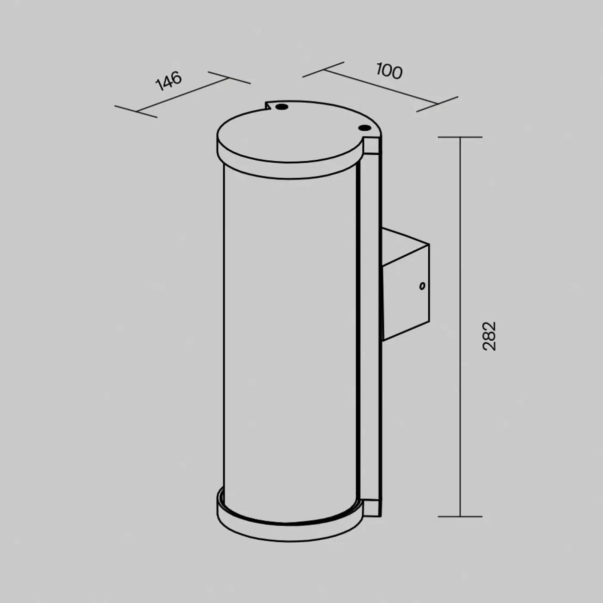 Applique extérieure tube style loft en aluminium graphite, IP54
