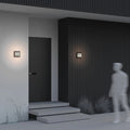 Applique extérieure LED cube en verre opale, cadre noir, IP65