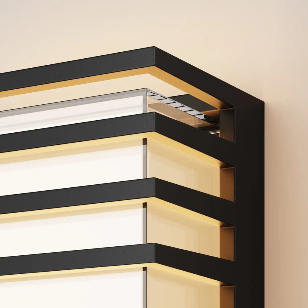 Applique extérieure LED cube en verre opale, cadre noir, IP65