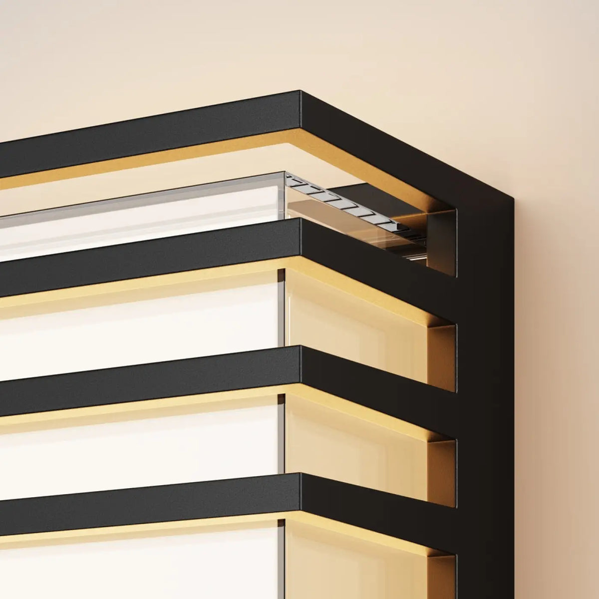 Applique extérieure LED cube en verre opale, cadre noir, IP65
