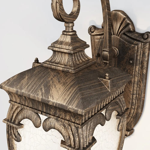 Applique extérieure lanterne à volutes en acier, culot E27