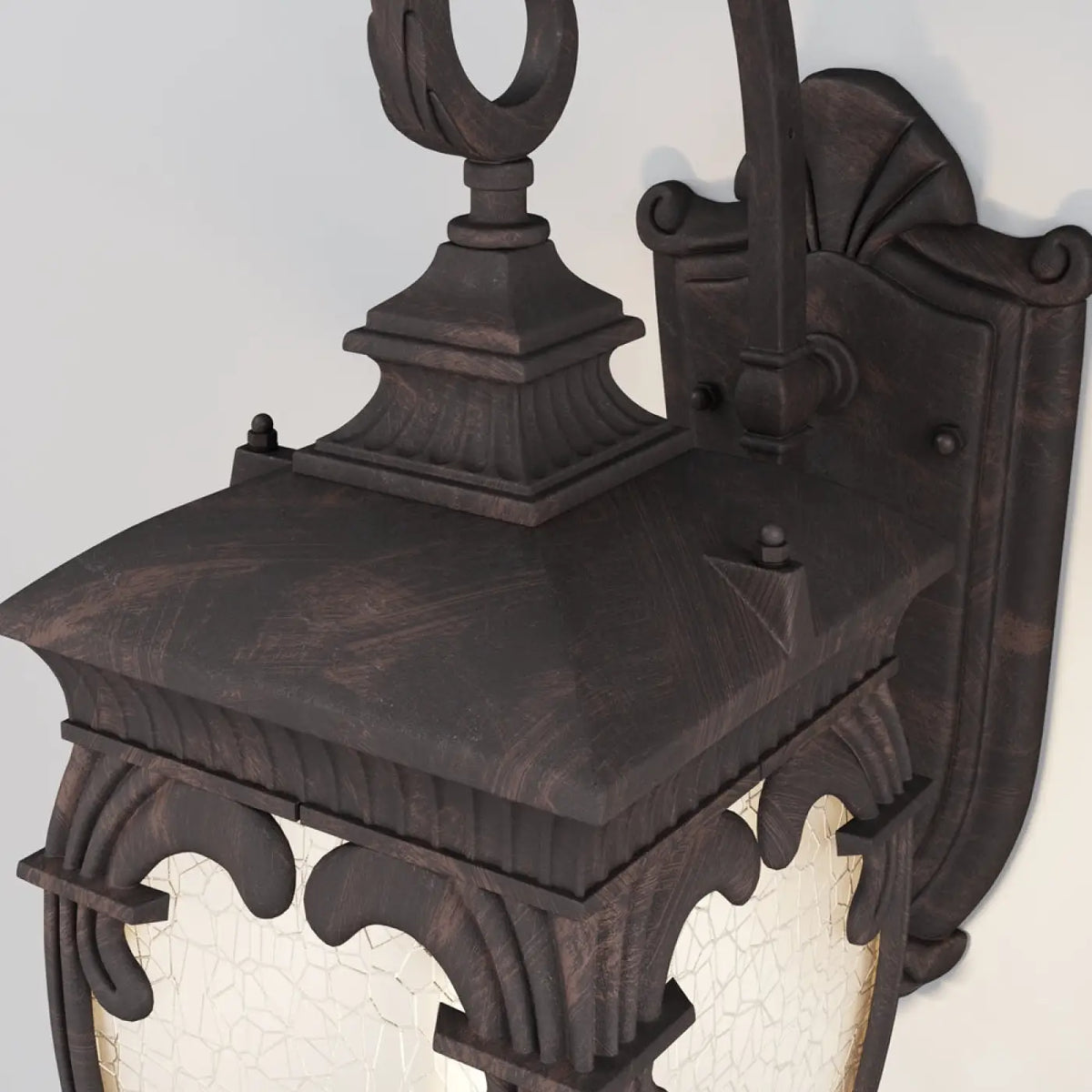 Applique extérieure lanterne à volutes en acier, culot E27