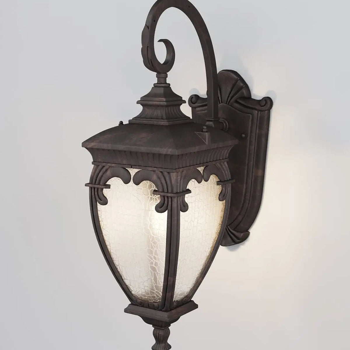 Applique extérieure lanterne à volutes en acier, culot E27