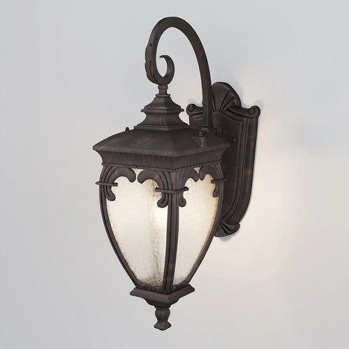 Applique extérieure lanterne à volutes en acier, culot E27