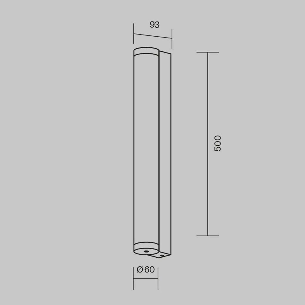 Applique extérieure LED tube vertical noir IP54, 30 ou 50 cm