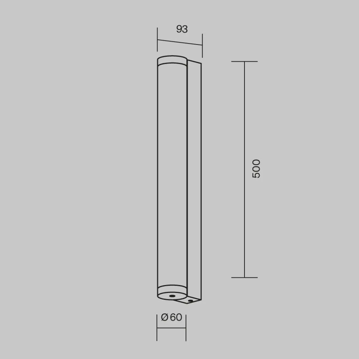 Applique extérieure LED tube vertical noir IP54, 30 ou 50 cm