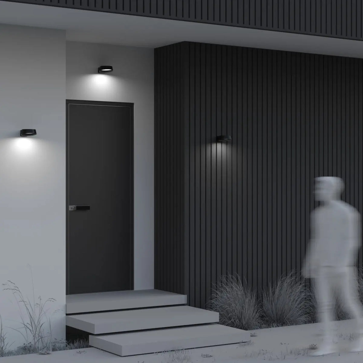 Applique extérieure LED à large faisceau, 1200 lumens, noire