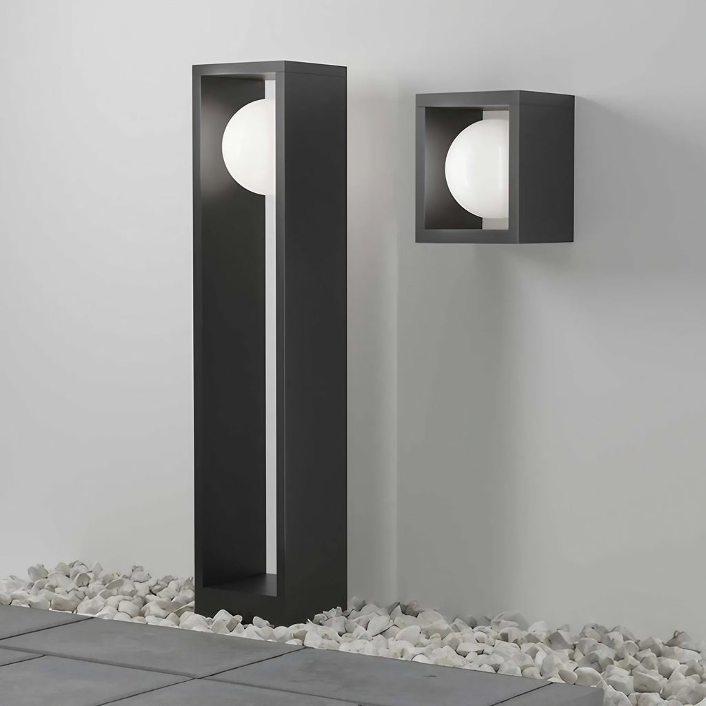 Applique lanterne LED en acier noir et verre, IP65, 19 cm