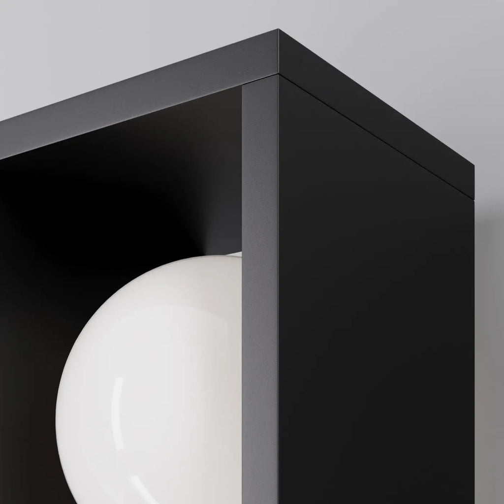Applique lanterne LED en acier noir et verre, IP65, 19 cm