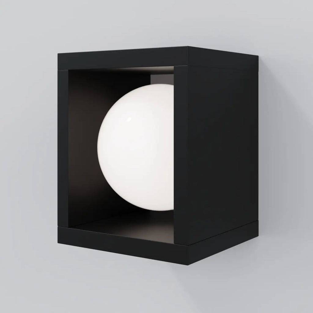 Applique lanterne LED en acier noir et verre, IP65, 19 cm